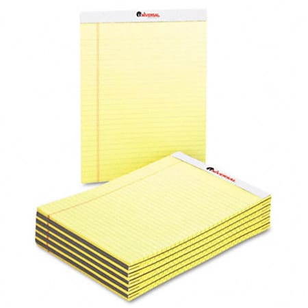 Universal Battery Universal  Perforated Edge Writing Pad Legal/Margin Rule Letter Canary 50-Sh, 12PK UN33052